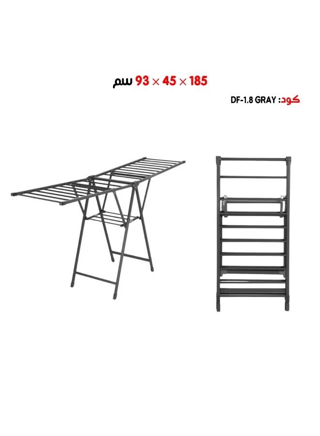 Clothes Drying Stand, 3-Tier Adjustable Clothes Drying Rack, Movable Carbon Steel Drying Rack for Indoor & Outdoor Use (Black 93*45*185cm) - Image 1